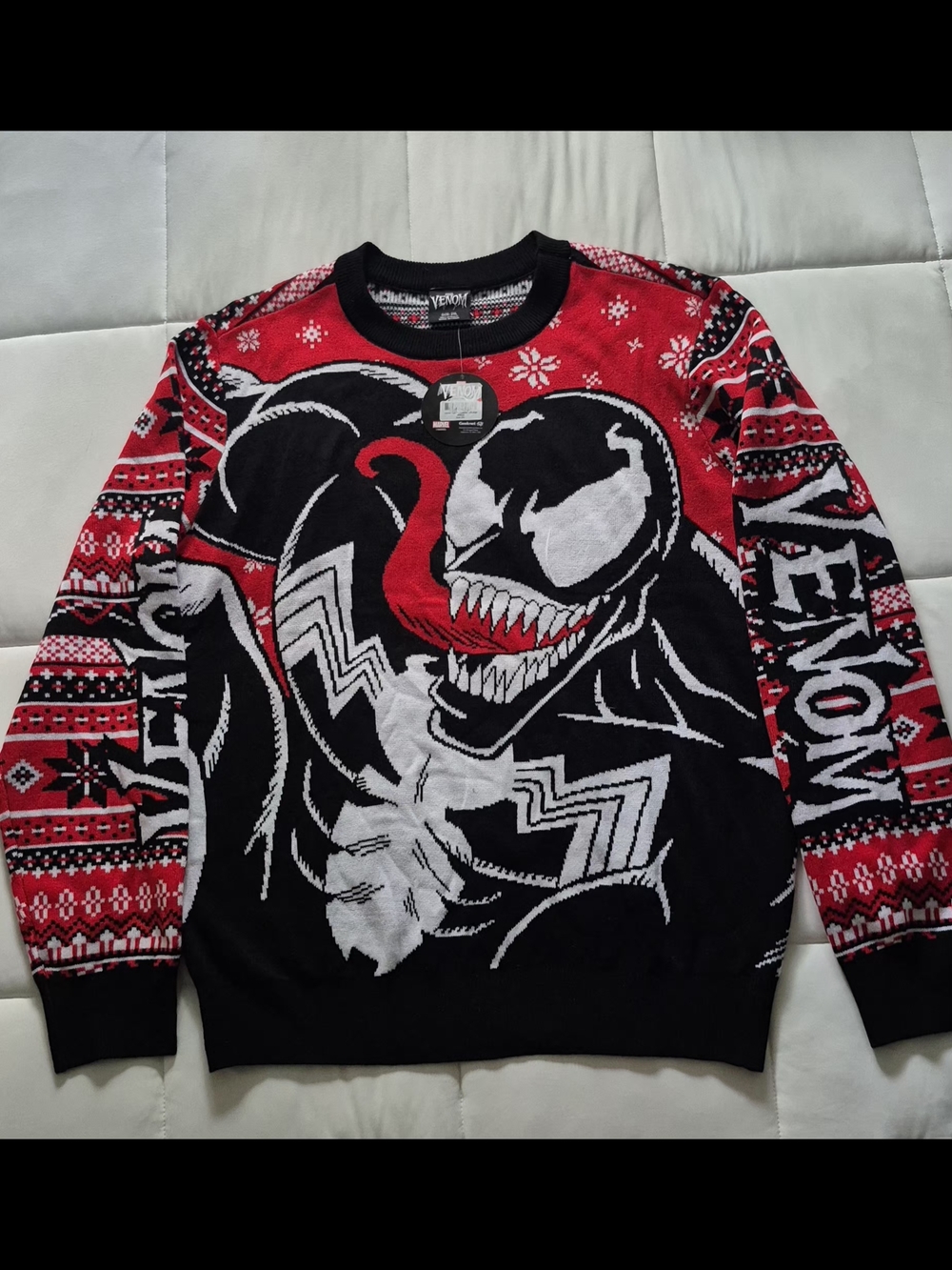 Marvel Venom Graphic Crewneck Sweater - Red, Black & White